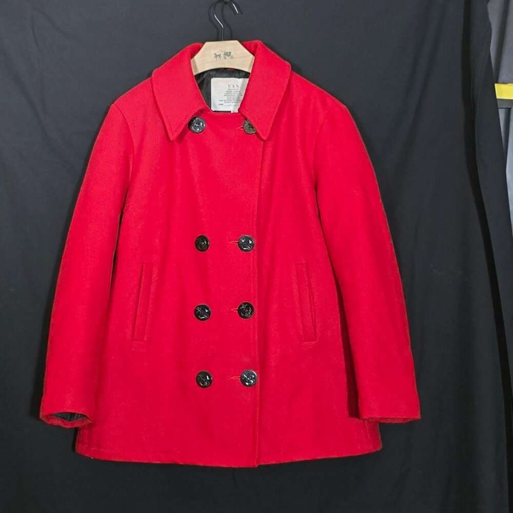 USN U.S. Navy Pea Coat Wool Lady's MP752394 Made in USA - Red - Sz L*